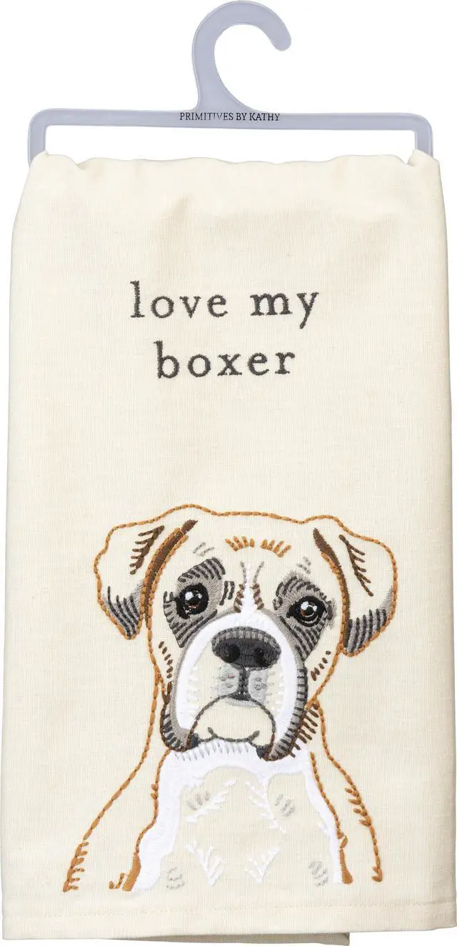 Main image of Primitives by Kathy Love My Boxer Dish Towel, 26"