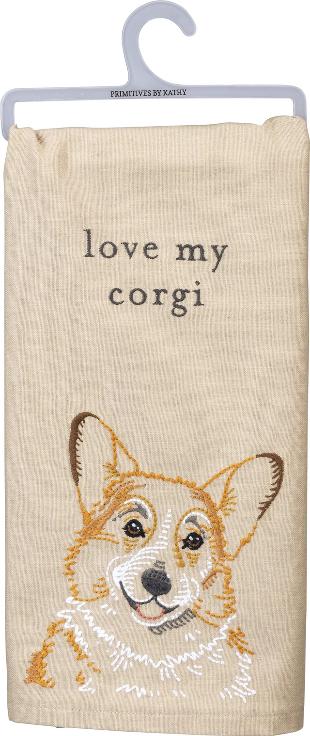 Main image of Primitives by Kathy Love My Corgi Dish Towel, 26"