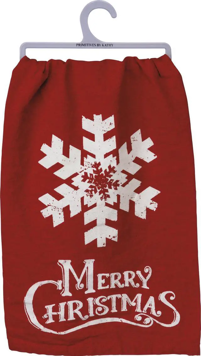 Alt view image 2 of 3 - PBK Dish Towel - Merry Christmas Red and White, 28" x 28", One Towel