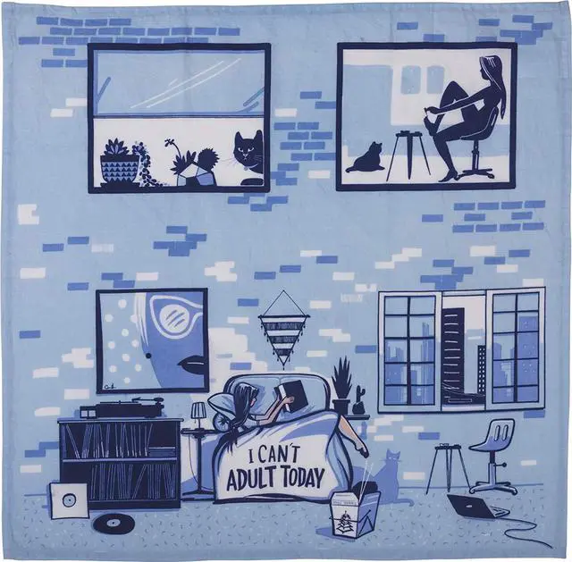 Alt view image 2 of 3 - Primitives by Kathy Kitchen Towel - I Can't Adult Today Dish Towel Cotton