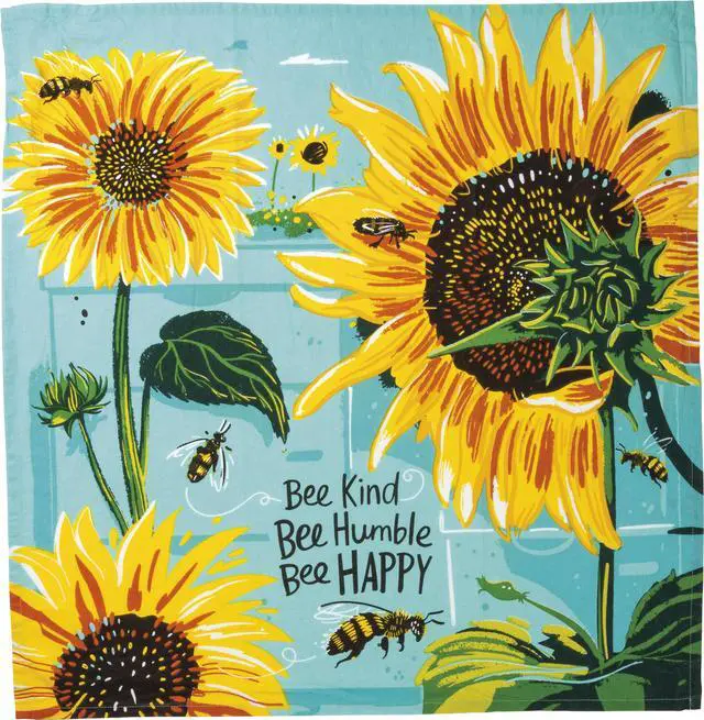 Alt view image 3 of 3 - Primitives by Kathy Dish Towel - Bee Kind Bee Humble Bee Happy 28" x 28"