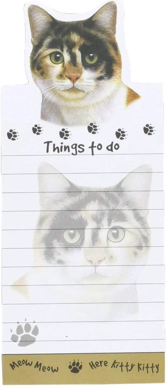 Main image of "Calico Cat Magnetic List Pads" Uniquely Shaped Sticky Notepad Measures 8.5 by 3.5 Inches