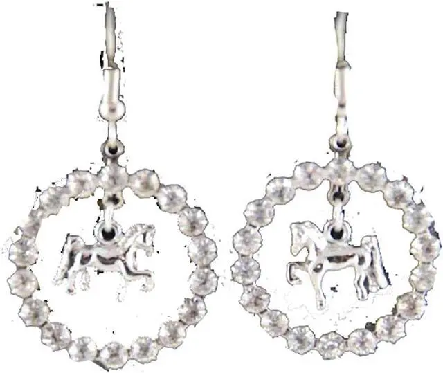 Main image of Finishing Touch Crystal Ring Saddlebred Fish Hook Earrings - Silver Finish