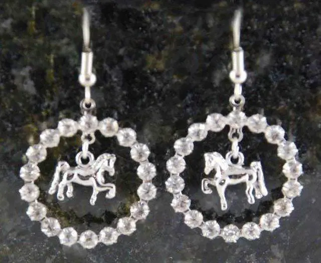 Alt view image 2 of 2 - Finishing Touch Crystal Ring Saddlebred Fish Hook Earrings - Silver Finish