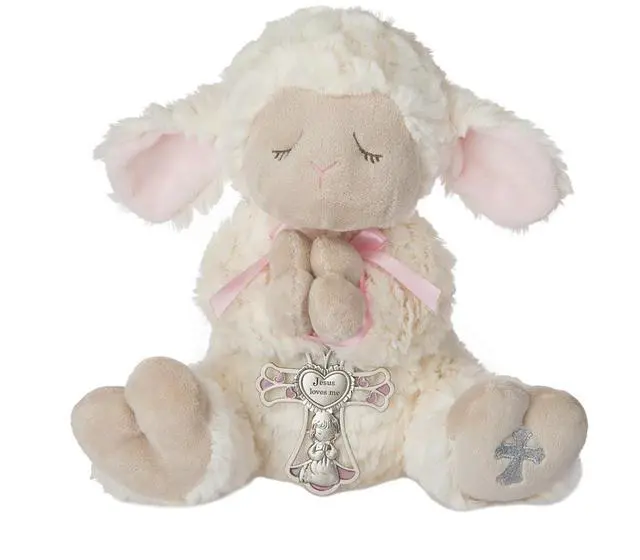 Main image of Ganz Serenity Lamb With Cross Christening or Baptism Gift (Pink (Girl))