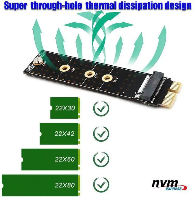 Alt view image 5 of 6 - NVME Adapter Card NGFF M.2 M Key to PCI-E 1x PCI Express Raiser Extension with Heatsink Vertical Support 2230 2242 2260 2280 SSD(Golden)