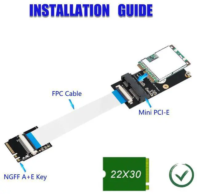 Alt view image 3 of 6 - M.2 NGFF Key A/E/A+E to Mini PCI-E Adapter FPC Cable WiFi Wireless Adpater Supports Half-size Full-size Mini PCI-E Network Card