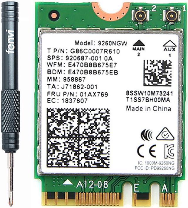 Wireless-AC Intel 9260 9260NGW Adapter For M.2 Key E NGFF Network Card 9260AC, Wi-Fi + Bluetooth 5.0, Up to 1730Mbps-5G, 300Mbps-2.4G, Dual Band, IEEE 802.11ac, MU-MIMO, Windows 10 for Laptop