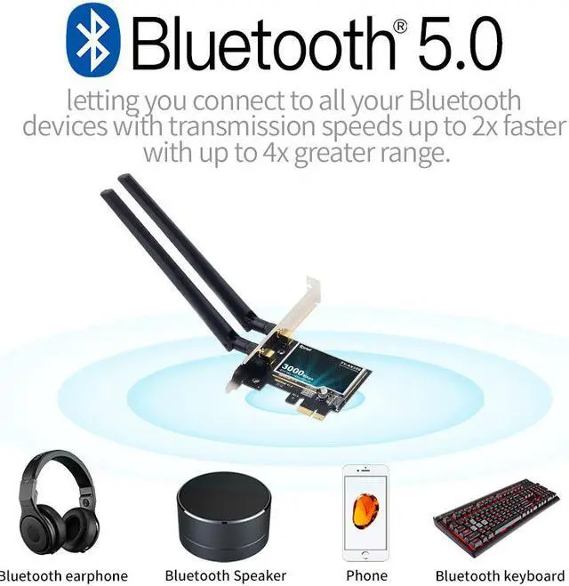 Alt view image 4 of 7 - fenvi PCE-AX200 Wireless AX3000 PCIe Desktop WiFi 6 Adapter Intel AX200, 802.11AX,Up to 2400Mbps(5Ghz), 574M(2.4Ghz), Bluetooth 5.2, MU-MIMO, Windows 10/11*64bit, AX200NGW Wifi6 Card, PCI Express Wlan