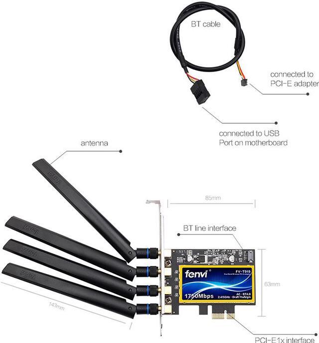 Alt view image 6 of 7 - fenvi FV-T919 Hackintosh 1750Mbps Wireless PCI-E Bluetooth 4.0 BCM94360 Wifi Adapter For macOS Catalina/Big Sur/Monterey/Wi-fi Card For PC, Up to 1300M (5Ghz), Dual Band 802.11ac, Airdrop/Handoff
