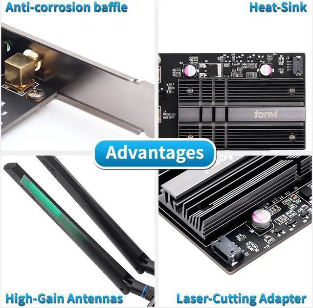 Alt view image 6 of 7 - fenvi FV-AX3000 WiFi 6 PCIe WiFi Card, Up to 3000M, Bluetooth 5.2, 802.11ax/ac Dual Band Wireless Adapter For Intel AX200 Chipset  MU-MIMO, OFDMA, Ultra-Low Latency, Supports Windows 10/11 (64bit)