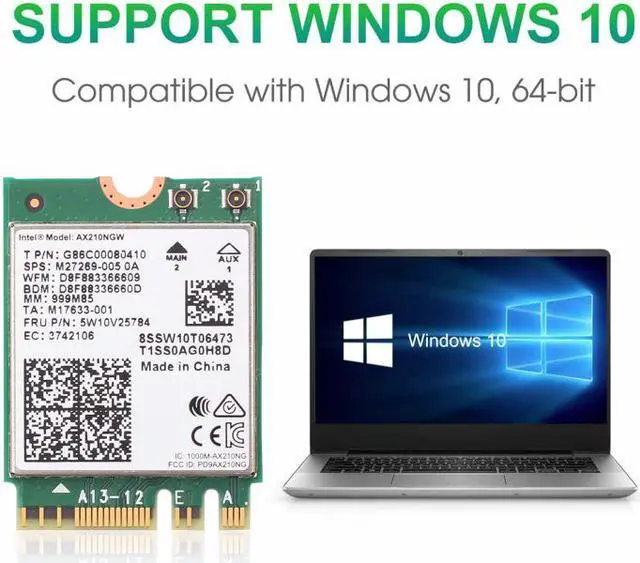 Alt view image 6 of 7 - Fenvi Wi-Fi 6E AX210 802.11ax WiFi Card Tri-Band 2400Mbps 5G/6G Wireless Module MU-MIMO for Laptop ,With Intel AX210NGW,Bluetooth 5.3,Internal WiFi Wlan Adapter Support Win 10/11 64bit,M.2/NGFF 2230