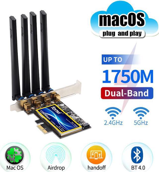Alt view image 4 of 7 - fenvi FV-T919 Hackintosh 1750Mbps Wireless PCI-E Bluetooth 4.0 BCM94360 Wifi Adapter For macOS Catalina/Big Sur/Monterey/Wi-fi Card For PC, Up to 1300M (5Ghz), Dual Band 802.11ac, Airdrop/Handoff