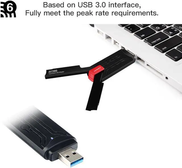 Alt view image 3 of 7 - Fenvi FU-AX1800P USB WiFi 6 Adapter Dual Band AX1800 Wifi6 USB 3.0 MU-MIMO Wireless Internet Network for Desktop PC Laptop Windows 7/10/11, 802.11AX WI-FI 2.4GHz/574M,5GHz/1200Mbps Network Wlan Card