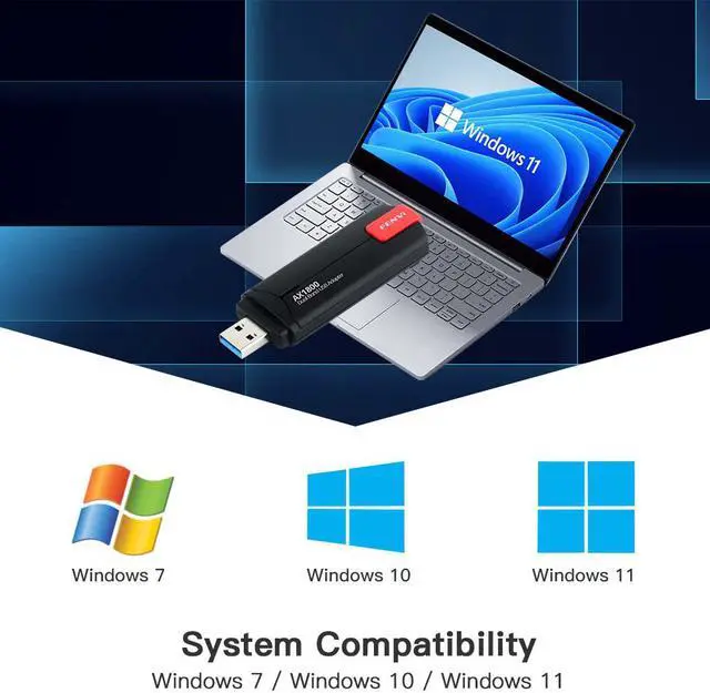 Alt view image 4 of 7 - Fenvi FU-AX1800P USB WiFi 6 Adapter Dual Band AX1800 Wifi6 USB 3.0 MU-MIMO Wireless Internet Network for Desktop PC Laptop Windows 7/10/11, 802.11AX WI-FI 2.4GHz/574M,5GHz/1200Mbps Network Wlan Card