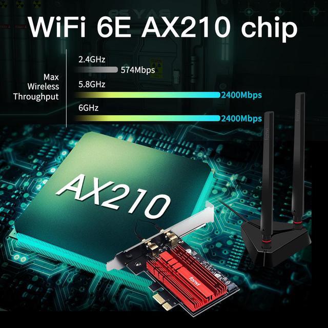 Alt view image 5 of 7 - fenvi FV-AXE3000Pro Tri-Band 5400M WiFi 6E 5G/6GHz PCIe WiFi Card,802.11ax WiFi6 Network ,BT 5.2,AX210 Wireless WLAN Adapter,MU-MIMO,OFDMA,Ultra-Low Latency,Support Windows 10/11 (64bit) Desktop PC
