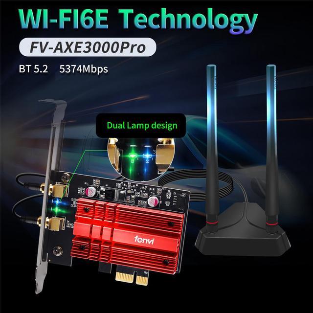 Alt view image 6 of 7 - fenvi FV-AXE3000Pro Tri-Band 5400M WiFi 6E 5G/6GHz PCIe WiFi Card,802.11ax WiFi6 Network ,BT 5.2,AX210 Wireless WLAN Adapter,MU-MIMO,OFDMA,Ultra-Low Latency,Support Windows 10/11 (64bit) Desktop PC