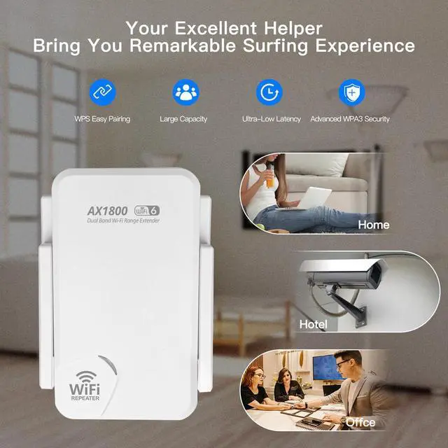 Alt view image 3 of 7 - Fenvi AX1800 WiFi 6 Extender Internet Booster WiFi6 Extenders Signal Booster for Home,  Wireless Signal Booster Repeater, Dual Band 5GHz / 2.4GHz Wi-Fi Repeater Gigabit Ethernet Port, AP Mode giyqxHw