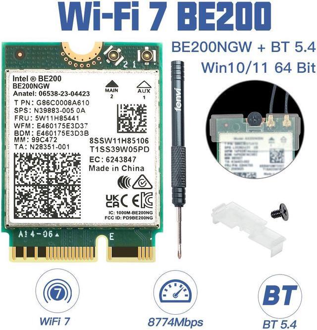 Main image of Fenvi WiFi 7 BE200NGW WI-FI Card Tri-Band 802.11be Wireless M.2 Module,Tri-Band 2.4G/5G/6G,Up to 5800Mbps,Bluetooth 5.4, 4K QAM, 320MHz,MU-MINO, Internal Network Adapter for Laptop, Windows 10/11