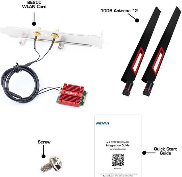 Alt view image 7 of 7 - Fenvi WiFi 7 BE200 Tri-Band 802.11be M.2 Desktop Wireless Adapter Bluetooth 5.4, 4K QAM, 6G 320MHz,With Intel BE200NGW 8774Mbps NGFF Wi-Fi 7 Wireless Network Wlan Antenna Adapter For PC Windows 11/10
