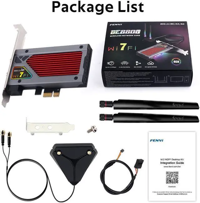 Alt view image 7 of 7 - Fenvi WiFi 7 8774Mbps PCIe Wi-Fi Card with Bluetooth 5.4, 802.11be Tri-Bands(6GHz/5G/2.4G) Wireless Adapter, RGB Lighting, Supports Win 10/11(64bit),WPA3 Network Security,Not Support AMD