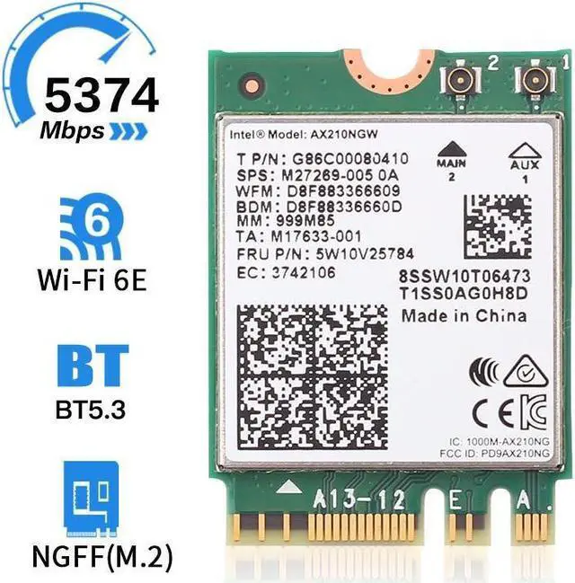 Alt view image 3 of 7 - Fenvi Wi-Fi 6E AX210 802.11ax WiFi Card Tri-Band 2400Mbps 5G/6G Wireless Module MU-MIMO for Laptop ,With Intel AX210NGW,Bluetooth 5.3,Internal WiFi Wlan Adapter Support Win 10/11 64bit,M.2/NGFF 2230