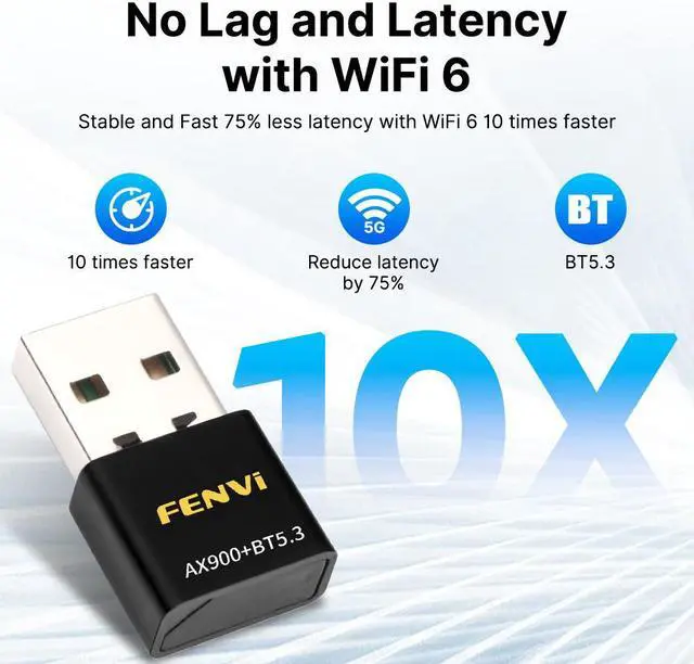 Alt view image 3 of 6 - FENVI Wireless USB WiFi 6 Adapter AX900 Bluetooth 5.3 USB Dongle, 802.11ax Dual Band 5G/2.4Ghz 900Mbps Wi-Fi6 Receiver Network Adapter , Free Driver Support Windows 10 32/64bit,Windows 11(64bit)