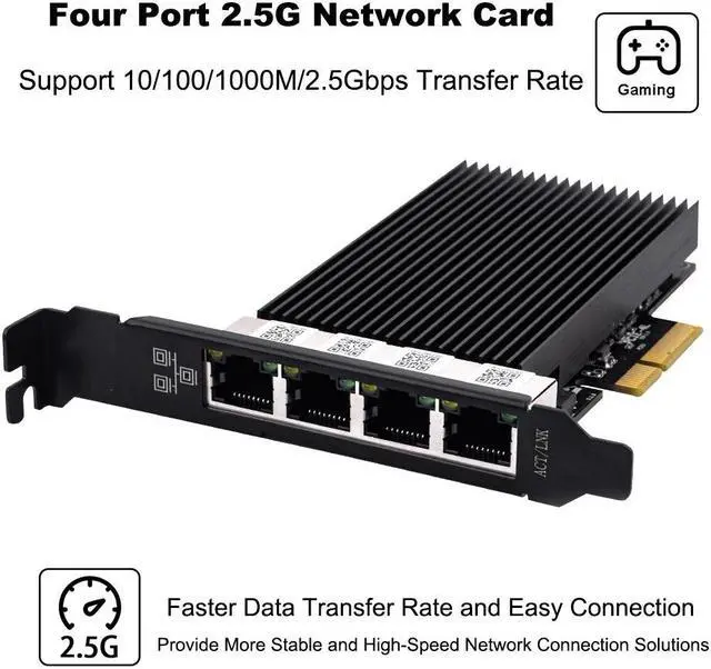 Alt view image 2 of 7 - fenvi 4 Port Gigabit NIC for Intel I226 Controller, 2.5GBase-T Network Adapter Card, Quad RJ45 Ports,PCI Express Gigabit Ethernet Card for Windows with Low Profile Bracket
