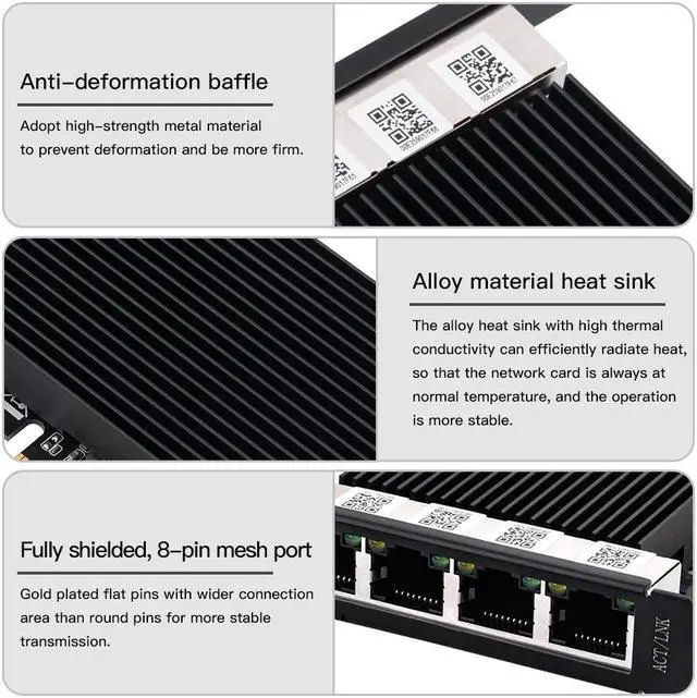 Alt view image 6 of 7 - fenvi 4 Port Gigabit NIC for Intel I226 Controller, 2.5GBase-T Network Adapter Card, Quad RJ45 Ports,PCI Express Gigabit Ethernet Card for Windows with Low Profile Bracket