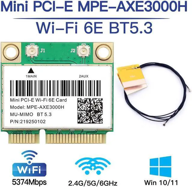 Alt view image 2 of 7 - Fenvi Wi-Fi 6E MPE-AXE3000H Mini PCI-e Wifi Card 802.11AX Tri-Band 5400Mbps BT 5.2 WiFi6 Wireless Network for Laptop With AX210 Supports 6GHz/2.4G/5Ghz Wlan Adapter MU-MIMO,OFDMA,Windows 10/11 (64bit)