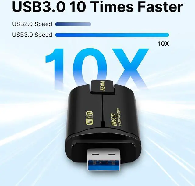 Alt view image 5 of 7 - fenvi WiFi 7 BE6500 USB Adapter, Tri-Band 6G/5G/2.4G USB Dongle High Gain Long Range USB 3.0 Wi-Fi 7 Wireless Network Adapter for Desktop PC Plug and Play on Windows 11/10