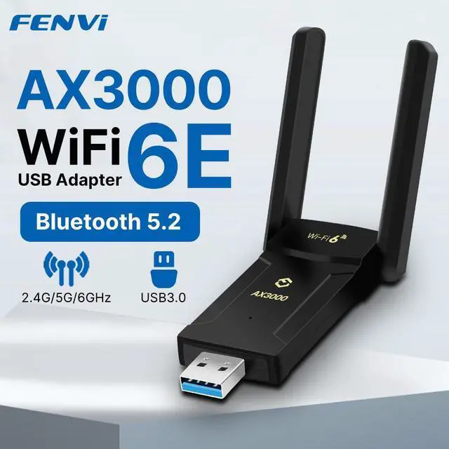 Alt view image 7 of 7 - FENVI USB 3.0 WiFi 6E Adapter AX3000 Bluetooth 5.2 Dongle Wireless Network Card, 802.11AX Tri-Band 6GHz/5GHz/2.4GHz Antennas For Windows 10/11 MU-MIMO