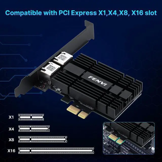 Alt view image 2 of 6 - fenvi Dual Ports Gigabit NIC for Intel I226 Controller, 2.5G PCI Express Gigabit Network Card, 2.5G/1G/100Mbps PCIe Ethernet Adapter RJ45 LAN with Standard & Low Profile Brackets, for Windows 10/11