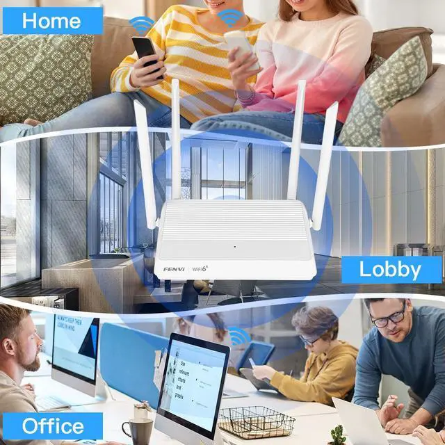 Alt view image 6 of 6 - fenvi AX3000 Dual Band WiFi 6 Router, 802.11AX Wireless Gigabit Internet Router, High Gain Antennas for Gaming, Support VPN(PPTP L2TP),OFDMA, MU-MIMO,IPV6 & WPA3,Beamforming