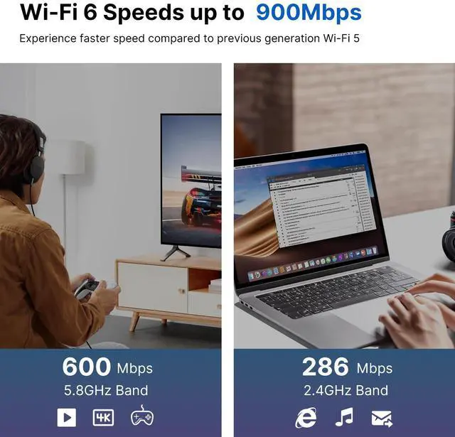 Alt view image 5 of 6 - fenvi 2-In-1 USB WiFi Bluetooth 5.3 Adapter, AX900 Wi-Fi 6 USB Dongle with 5GHz/2.4GHz Dual Band, Wireless USB Receiver Free Driver Support Windows 10/11
