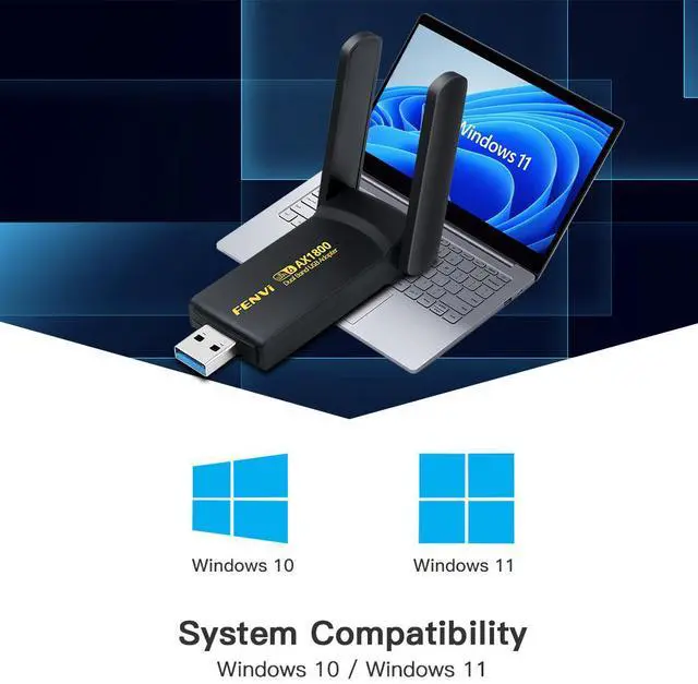 Alt view image 3 of 7 - fenvi WiFi 6 AX1800 USB 3.0 Adapter for PC Dual Band 1800Mbps High Gain Antenna USB Dongle 2.4G/5GHz,OFDMA,MU-MIMO, WPA3,Support Windows 10/11