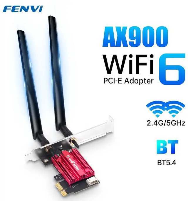 Main image of Fenvi FV-AX900Pro Wi-Fi 6 PCIe Network Card Bluetooth 5.4 Dual Band 900Mbps up to 286Mbps(2.4Ghz),600Mbps(5Ghz),802.11AX with Heat Sink Wireless Adapter For Desktop PC