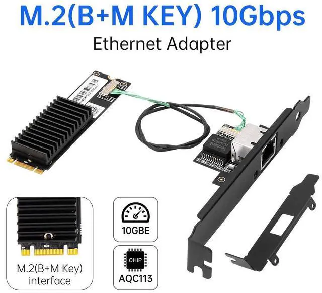 Main image of fenvi 10Gbps/10Gbe M.2 Server LAN Card with AQC113 Chip, B key M key PCIe Network Adapter, High Speed 10GB Ethernet Card for PC/Server