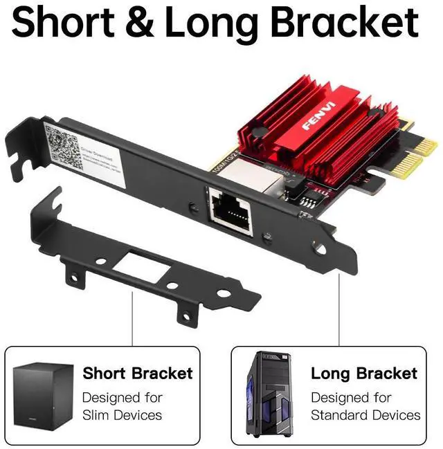 Alt view image 4 of 7 - 2.5GBase-T PCIe Network Adapter, 2500/1000/100Mbps PCI Express Gigabit Ethernet Card RJ45 LAN Controller Support Windows Server/Windows, Standard and Low-Profile Brackets Included PCIe to 2.5 Gigabit