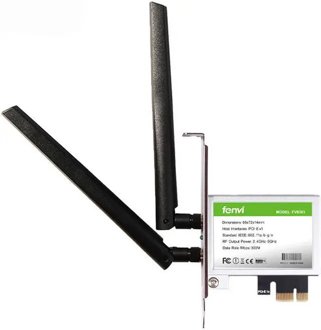 Alt view image 2 of 8 - Fenvi FV8303 Wireless Dual Band N600 PC PCIe Wifi Card Adapter, With Bluetooth 4.0, Up to 300Mbps-5Ghz + 300Mbps-2.4Ghz, IEEE 802.11a/b/g/n, Windows 7/8/10, For PCI Express Desktop, 2x 6DBi Antennas