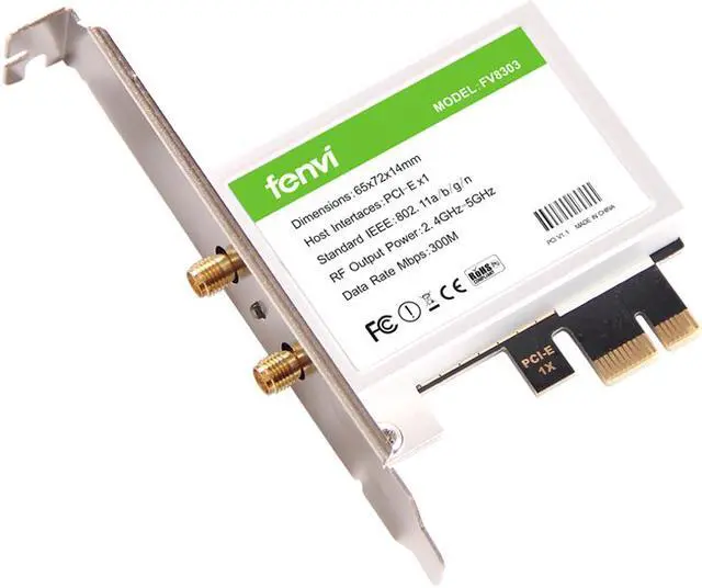 Alt view image 5 of 8 - Fenvi FV8303 Wireless Dual Band N600 PC PCIe Wifi Card Adapter, With Bluetooth 4.0, Up to 300Mbps-5Ghz + 300Mbps-2.4Ghz, IEEE 802.11a/b/g/n, Windows 7/8/10, For PCI Express Desktop, 2x 6DBi Antennas
