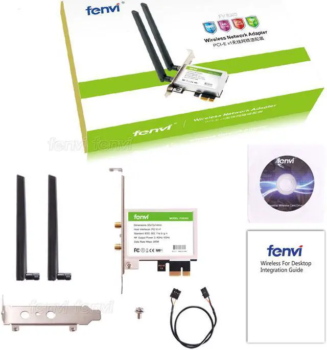 Alt view image 4 of 8 - Fenvi FV8303 Wireless Dual Band N600 PC PCIe Wifi Card Adapter, With Bluetooth 4.0, Up to 300Mbps-5Ghz + 300Mbps-2.4Ghz, IEEE 802.11a/b/g/n, Windows 7/8/10, For PCI Express Desktop, 2x 6DBi Antennas