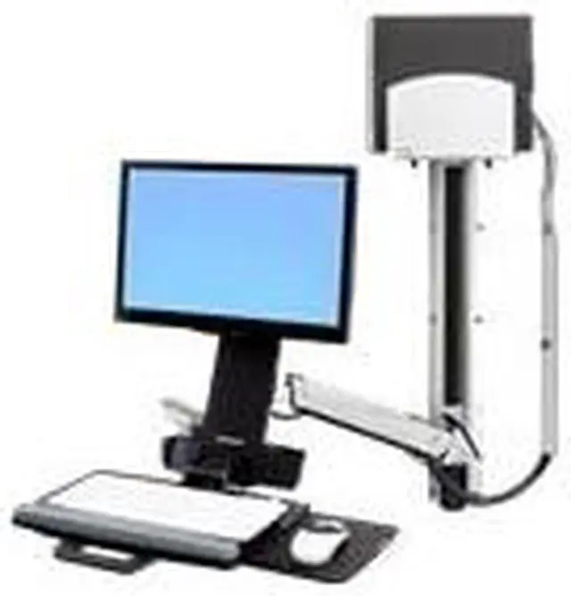 Alt view image 3 of 13 - Ergotron StyleView Sit-Stand Combo System With Medium Silver CPU Holder - Mounting kit (articulating arm, wall track mou