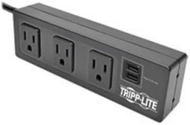 Alt view image 9 of 20 - Tripp Lite Protect It! 3-Outlet Surge Protector with Desk Clamp & 2 USB Ports