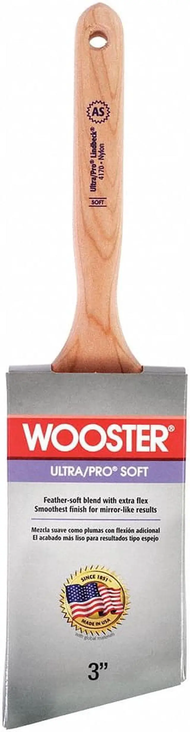 Alt view image 2 of 3 - WOOSTER 4170-3 3" Angle Sash Soft, Nylon Bristle, Paint Brush, Wood Handle