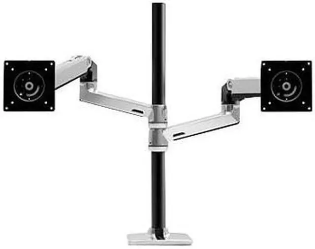 Alt view image 2 of 10 - Ergotron 45-549-026 Lx Dual Stacking Arm Tall Pole - Desk Mount For 2 Lcd Displays - Aluminum, Steel - Polished Aluminum With Black Accents - Screen Size: Up To 40 Inch