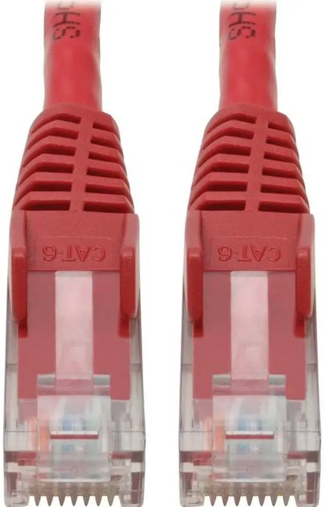 Alt view image 6 of 6 - TRIPP LITE Cat6 Gigabit Ethernet Snagless Molded Patch Cable 24 AWG 550MHz Premium UTP, Red, RJ45 M/M 4' (N201-004-RD)