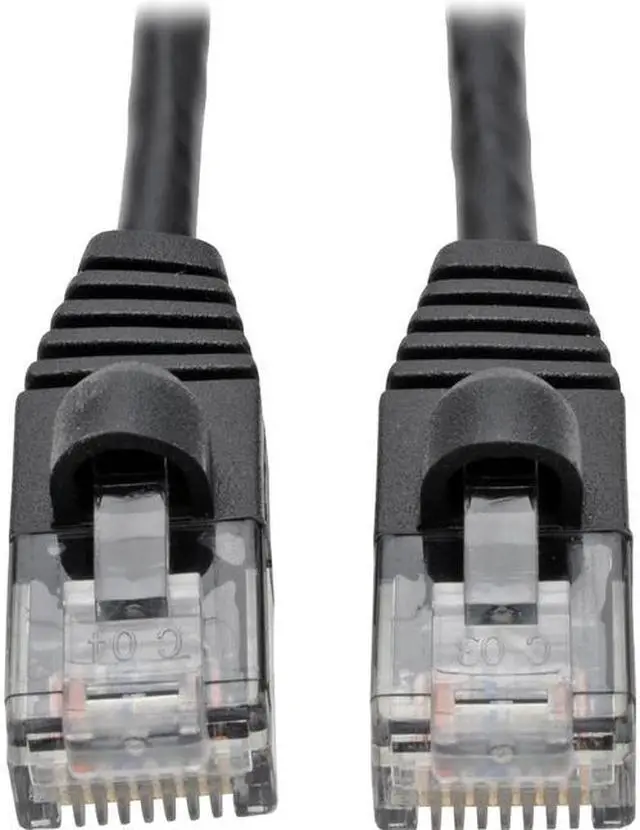 Alt view image 6 of 6 - Tripp Lite Cat6a Gigabit Snagless Molded Slim UTP Patch Cable M/M Black 2 ft. (N261-S02-BK)