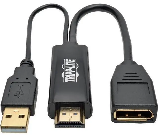 Alt view image 2 of 19 - Tripp Lite HDMI to DisplayPort Active Converter 4Kx2K w/ USB Power M/F 6in 6" - DisplayPort/HDMI/USB for Audio/Video Device, Monitor, Blu-ray Player, Projector - 6" - 1 x DisplayPort Female Digital Au