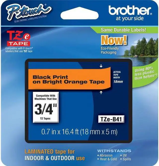 Main image of Brother TZE-B41 Black on Fluorescent Orange Lettering Tape